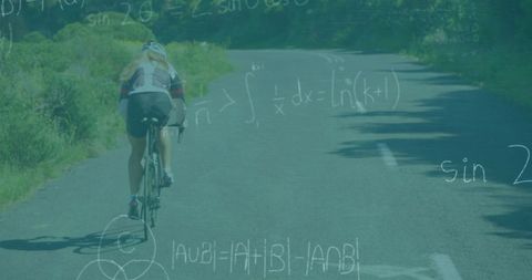 Female Cyclist Concept with Mathematics and Science Overlay
