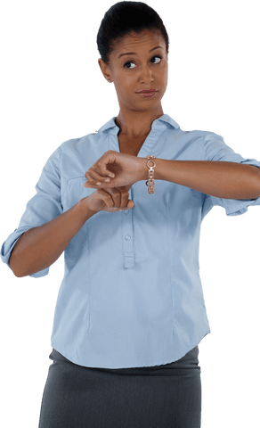 transparent businesswoman pointing at wristwatch time awareness - Download Free Stock Videos Pikwizard.com