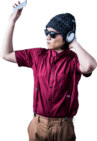 Trendy Hipster Enjoying Music Wear Transparent Accessories - Download Free Stock Videos Pikwizard.com