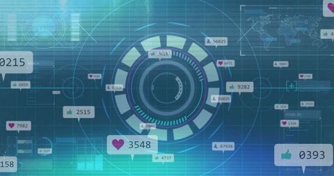 Futuristic hud interface with digital analytics visualization