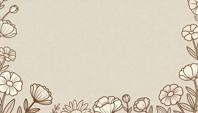 Vintage brown floral border on parchment paper background for elegant invitations and cards