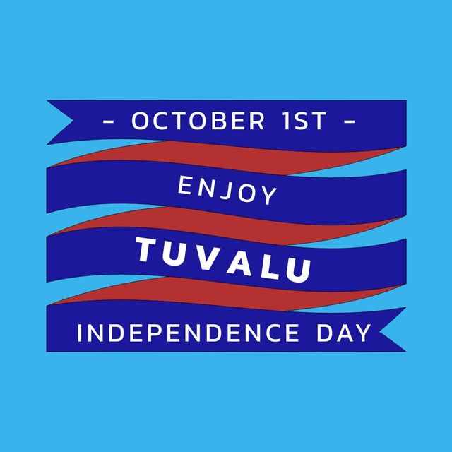 Tuvalu independence day text over blue and red banner against blue background - Download Free Stock Videos Pikwizard.com