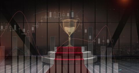 Global Finance Trophy Illuminated Over Financial Data Overlay - Download Free Stock Images Pikwizard.com