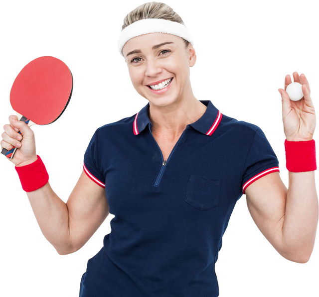 Female Athlete Posing with Ping Pong Paddle and Ball | Transparent Background - Download Free Stock Videos Pikwizard.com