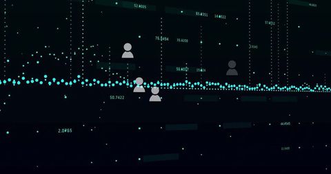 Abstract Digital Data Visualization with User Icons and Trend Analysis
