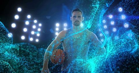 Basketball Player in Innovative Digital Arena
