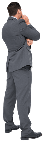 Transparent Businessman Thinking Isolated on White