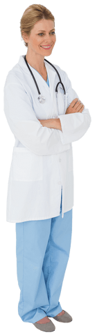 transparent blonde doctor in white coat crossed arms - Download Free Stock Videos Pikwizard.com