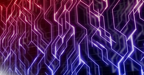 Vibrant Neon Circuit Lines in Red and Blue Background - Download Free Stock Images Pikwizard.com