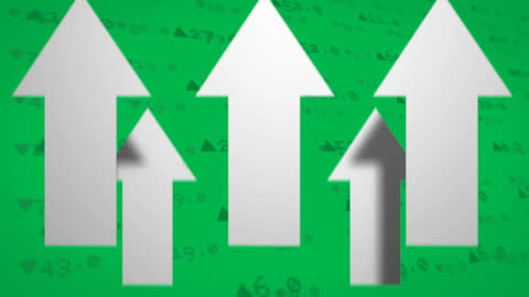 Rising Arrows with Data Background Symbolizing Financial Increase