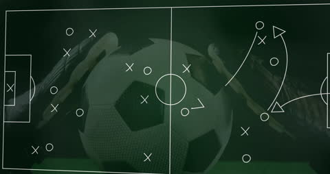 Digital Animation of Soccer Tactics Over Futuristic Background