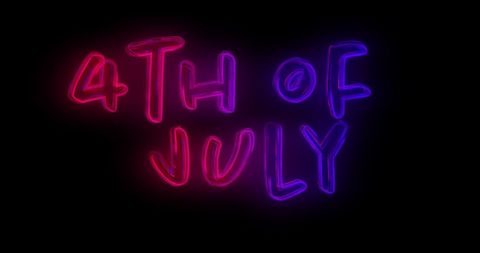 Vibrant 4th of July Neon Sign on a Dark Background