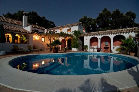 Mediterranean Villa with Pool Under Starry Night
