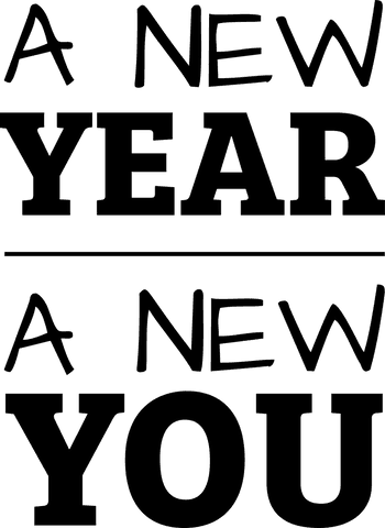 New year new you text graphic on transparent background