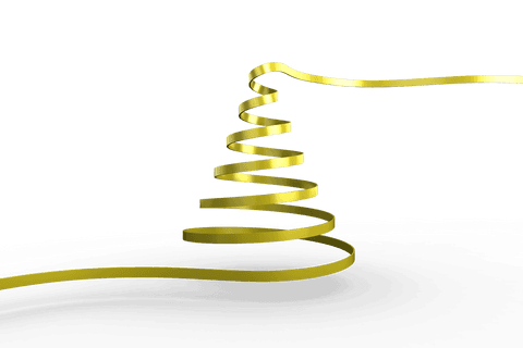 golden ribbon shaping christmas tree on transparent background - Download Free Stock Videos Pikwizard.com