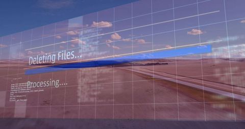 Abstract Digital Display on Desert Highway with Virtual Interface