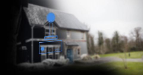 Modern Suburban House with Transparent Geometric Overlay