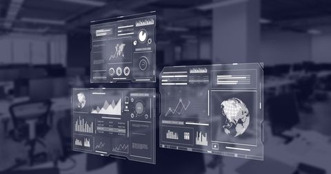 Futuristic Financial Data Holograms in Modern Office Environment - Download Free Stock Images Pikwizard.com