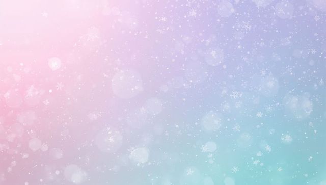 Pastel winter gradient featuring floating snowflakes, soft bokeh and dreamy light flares