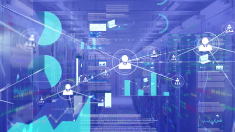 Global Network Connections Animated Over Data Servers