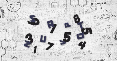 Floating Numbers and Letters Over Chemical Background - Download Free Stock Images Pikwizard.com