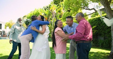 Joyful Senior Wedding Celebration in Sunny Garden
