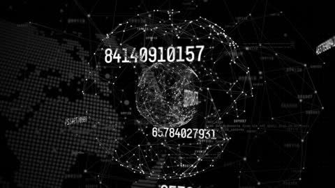 Futuristic Digital Network Visualization with Floating Data