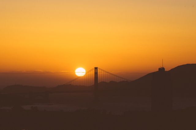 Golden Gate Bridge Sunset with Orange Sky - Download Free Stock Photos Pikwizard.com