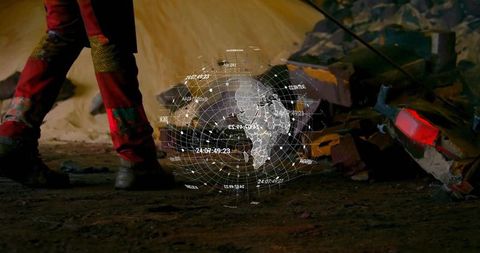 Holographic globe projection in industrial underground tunnel