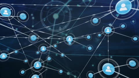 Network of Media Icons on a Digital Interface