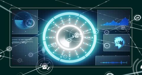Futuristic Global Data Network with Graphs and Icons - Download Free Stock Images Pikwizard.com