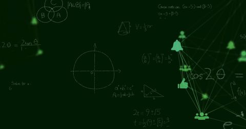 Digital Network and Mathematical Formulas on Green Chalkboard - Download Free Stock Images Pikwizard.com