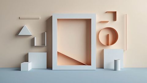 Minimalist Geometric Installation in Modern Art Gallery