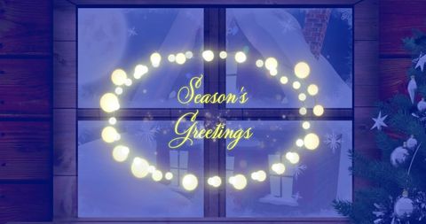 Festive Season's Greetings with Fairylights and Winter View