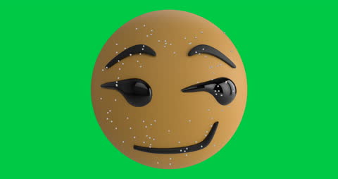 Winking Emoji with Sparkles on Green Background