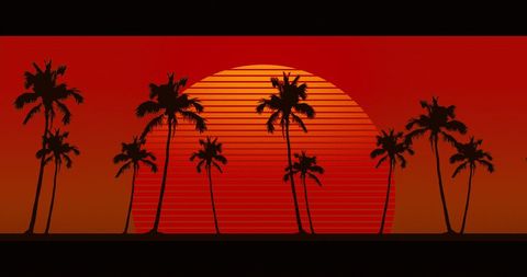 Retro Palm Trees Silhouetted Against Vibrant Sunset - Download Free Stock Images Pikwizard.com