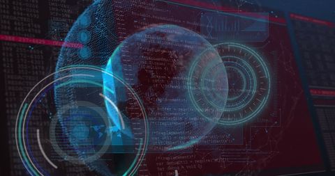 Global Data Processing with Dynamic Digital Interfaces - Download Free Stock Images Pikwizard.com