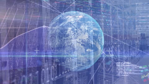 Digital Globe and Data Processing in Futuristic Server Room