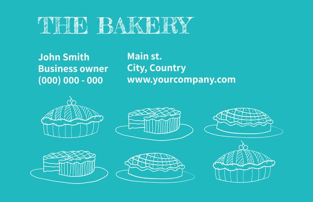 Artisanal Bakery Business Card with Hand-Drawn Pies - Download Free Stock Templates Pikwizard.com