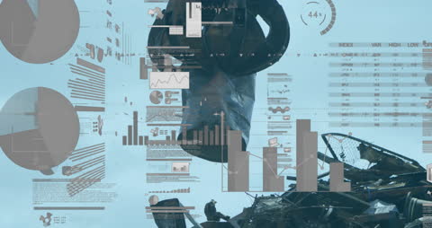 Infographic Interface with Scrap Shearing Machine and Metal Recycling