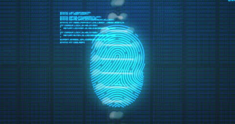 Digital Biometric Fingerprint with Binary Code Backdrop