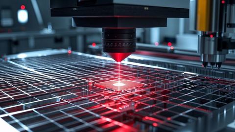 Laser precision on microchip in high-tech lab