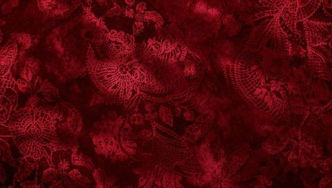Crimson brocade jacquard featuring floral medallions and satin sheen for luxury upholstery