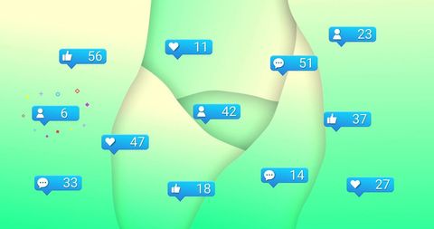 Social Media Notifications Over Green Abstract Background