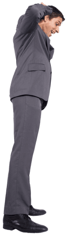 Frustrated Businessman in Suit Against Transparent Background