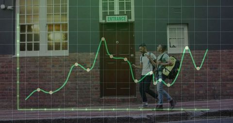 Walking Friends with Phone and Growth Chart Overlay