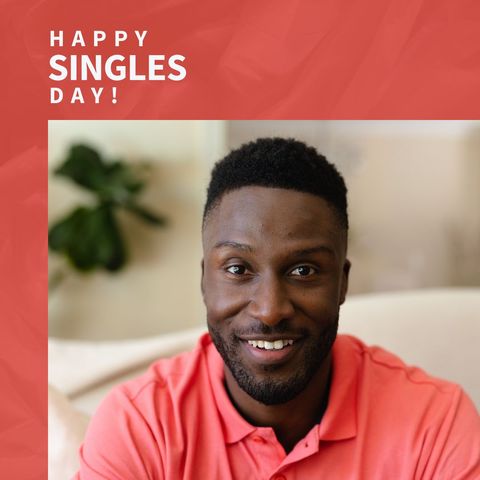 happy singles day celebration with smiling man at home - Download Free Stock Templates Pikwizard.com