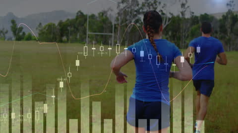 Rugby Athletes Running Amid Dynamic Data Visualization Overlay