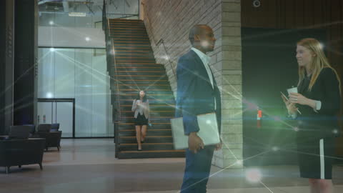 Dynamic Business Network Interface Animation in Modern Office