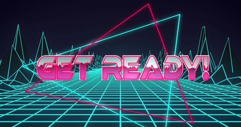 Futuristic Neon Grid with Get Ready Message - Download Free Stock Images Pikwizard.com